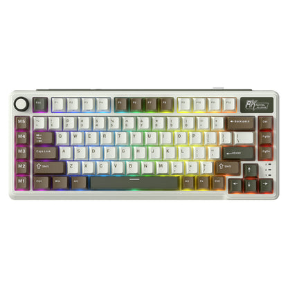 RK L75 75% 85 Keys Wireless Mechanical Keyboard with RGB, Gasket Structure, Custom Cream & Beige Switches, Tri-Mode Connectivity, and Mac Compatibility