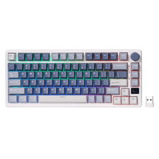 RK ROYAL KLUDGE M75 Wireless Mechanical Keyboard 2.4Ghz/BT5.1/USB-C Gaming Keyboard 75% Layout 81 Keys Gasket Mount with OLED Display & Knob RGB Backlight Hot-Swappable Viridian Switch