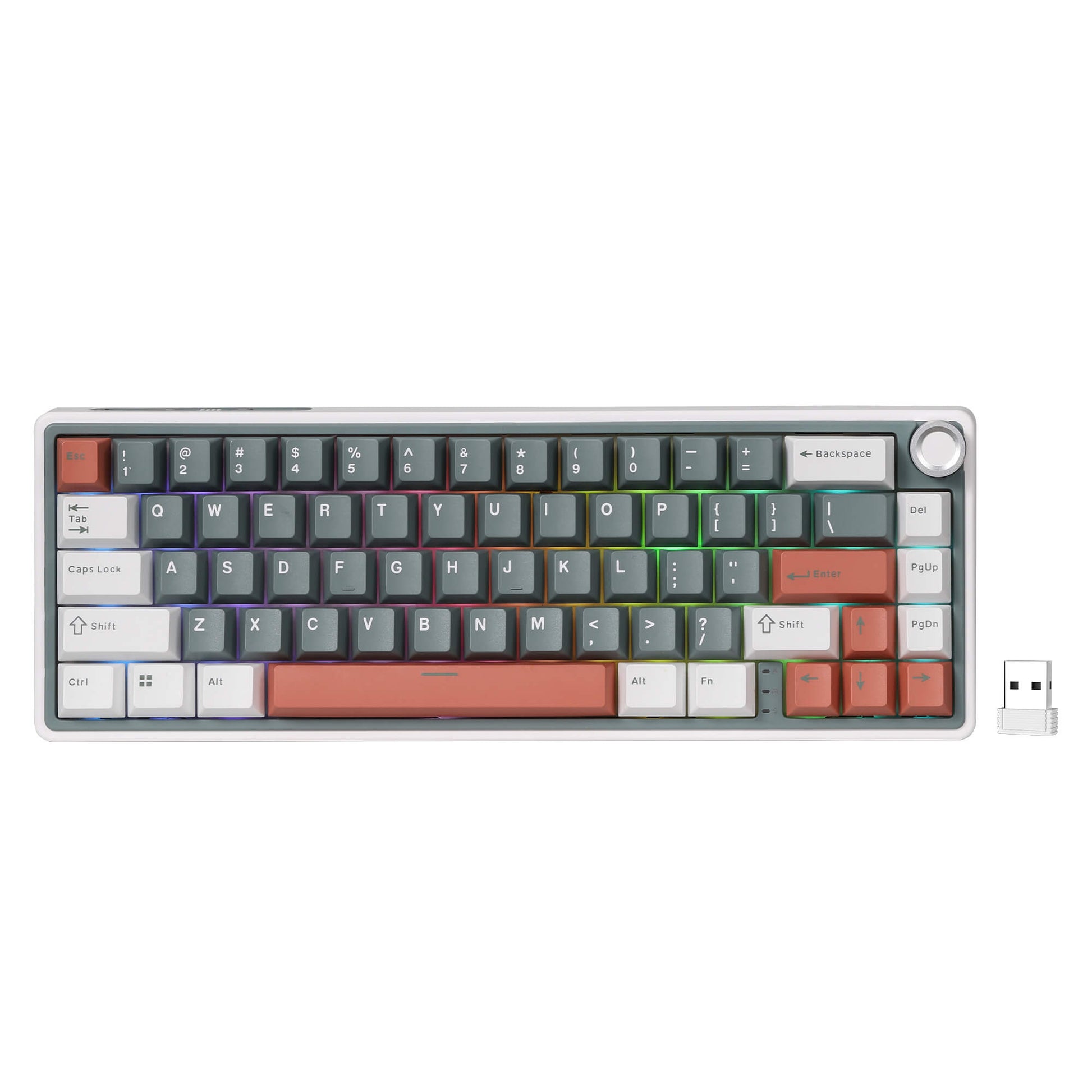 RK ROYAL KLUDGE R65 Wireless Mechanical Keyboard with Volume Knob, Tri-Mode 2.4G/USB-C/BT Gasket Mounted 60% Gaming Keyboard with 66Keys, PBT Keycaps, QMK/VIA, Hot Swappable Cream Switch, Clay Green