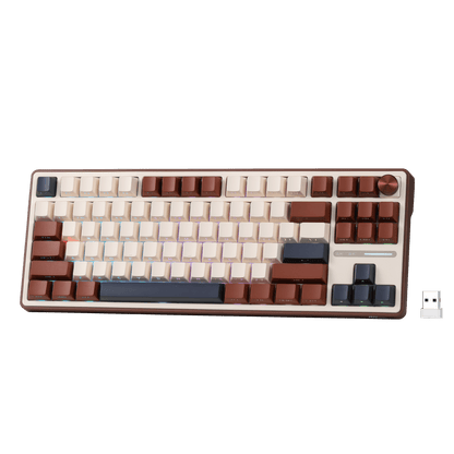RK ROYAL KLUDGE R87 Pro Mechanical Keyboard with Knob, 75% RGB Wireless Gaming Keyboard w/Bluetooth/2.4G/Wired Connection, Side Printed PBT Keycap, QMK/VIA, Gasket Hot Swappable Linear Matcha Switch