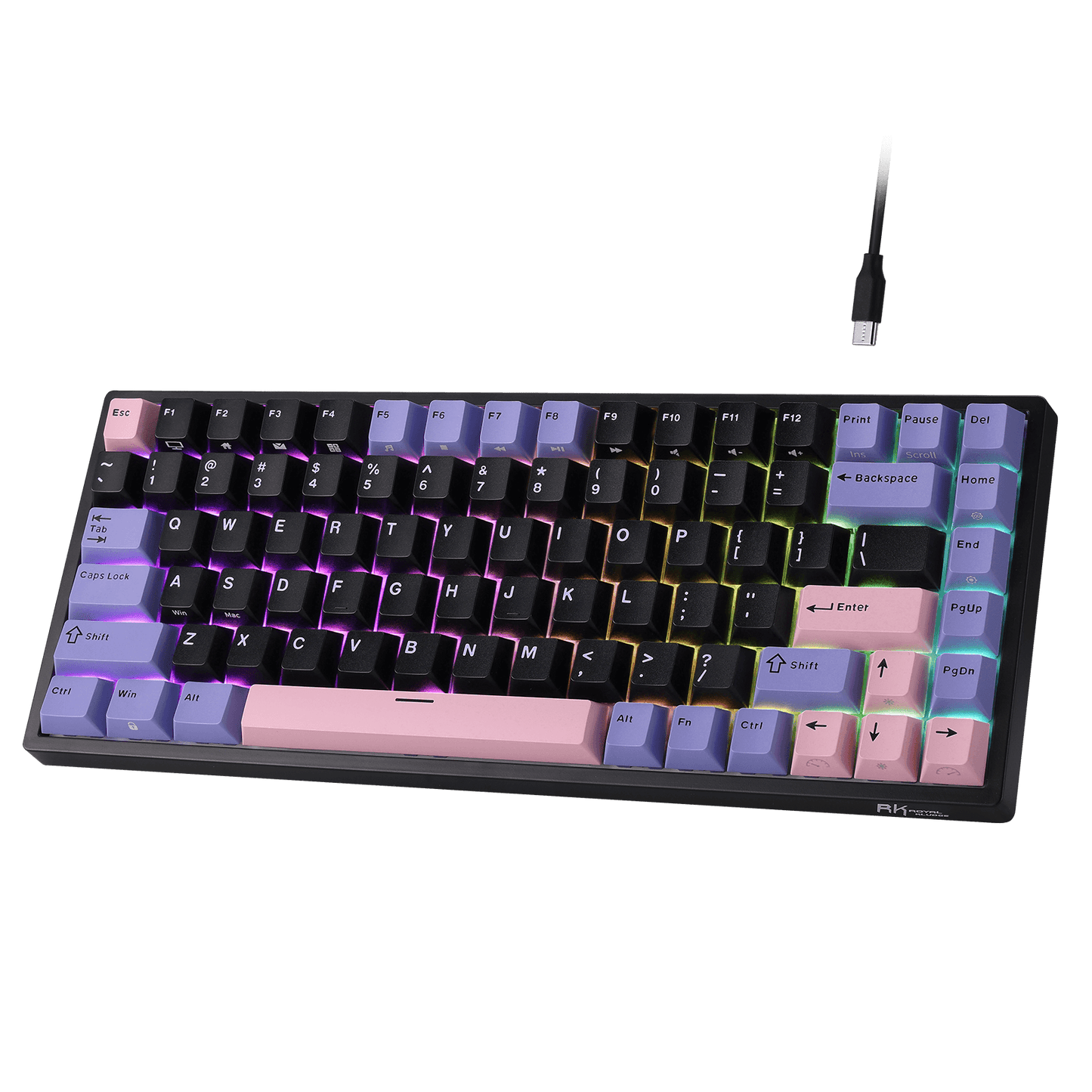 RK ROYAL KLUDGE RK84 Wired 75% RGB Mechanical Keyboard, 84-Keys Compact TKL Gaming Keyboard w/Programmable Software for Mac/Win, Sound Absorbing Foam, PBT Keycap, Hot Swappable Custom Switch