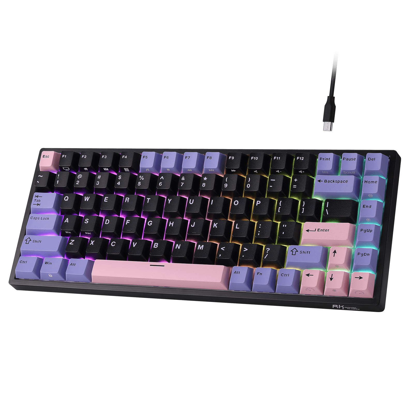 RK ROYAL KLUDGE RK84 Wired 75% RGB Mechanical Keyboard, 84-Keys Compact TKL Gaming Keyboard w/Programmable Software for Mac/Win, Sound Absorbing Foam, PBT Keycap, Hot Swappable Custom Switch