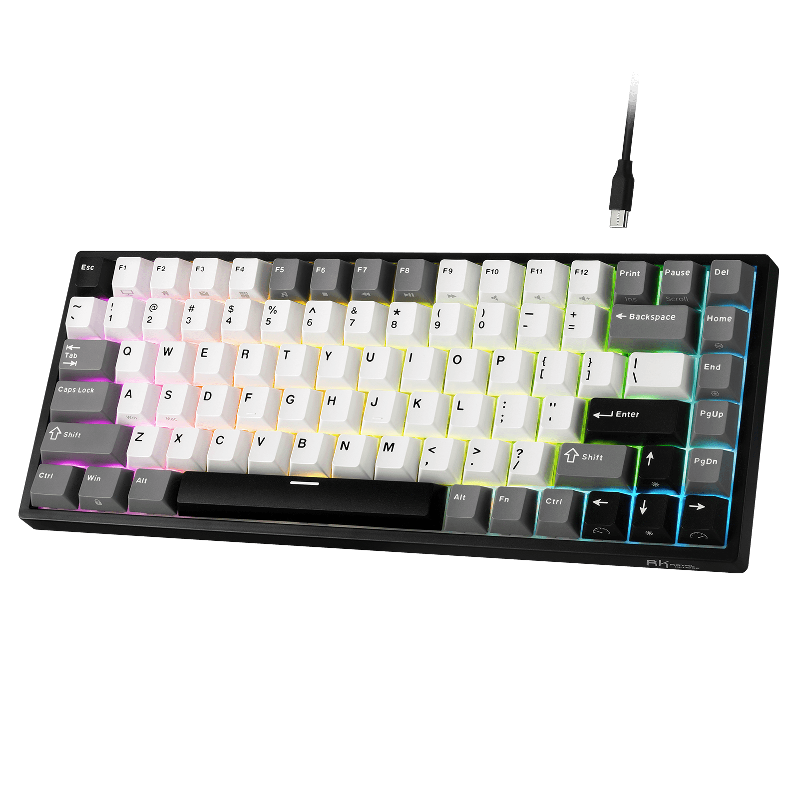 RK ROYAL KLUDGE RK84 Wired 75% RGB Mechanical Keyboard, 84-Keys Compact TKL Gaming Keyboard w/Programmable Software for Mac/Win, Sound Absorbing Foam, PBT Keycap, Hot Swappable Custom Switch