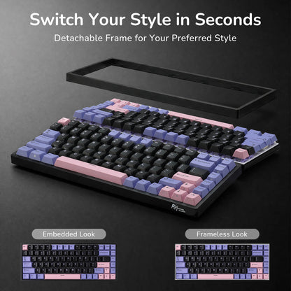 RK84 84-Keys Compact TKL Gaming Keyboard with detachable frame feature on a dark background