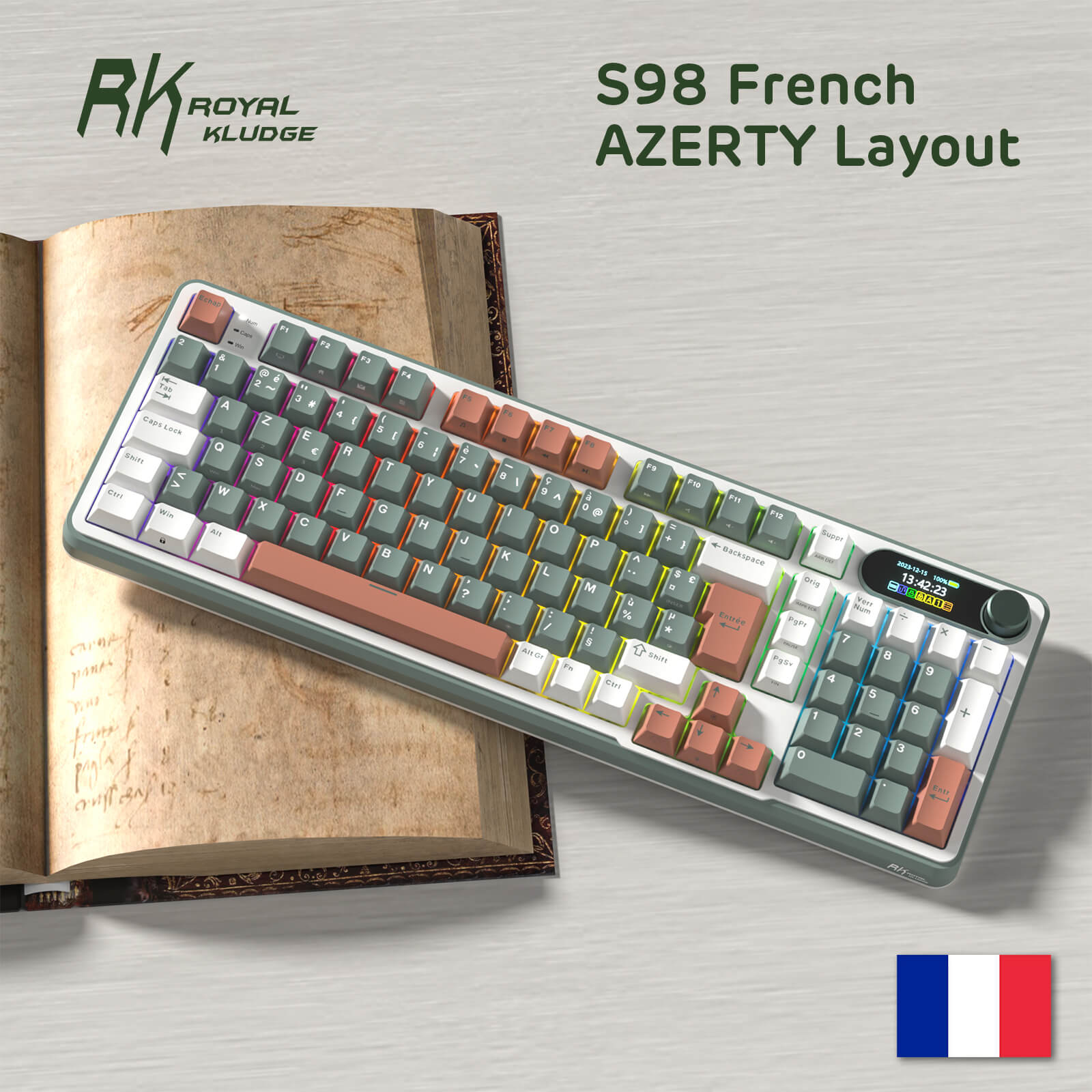 SbocKeeb Clavier mécanique crémeux sans fil à 75 %, clavier SbocKeeb Clavier mécanique crémeux sans fil à 75 %, clavier