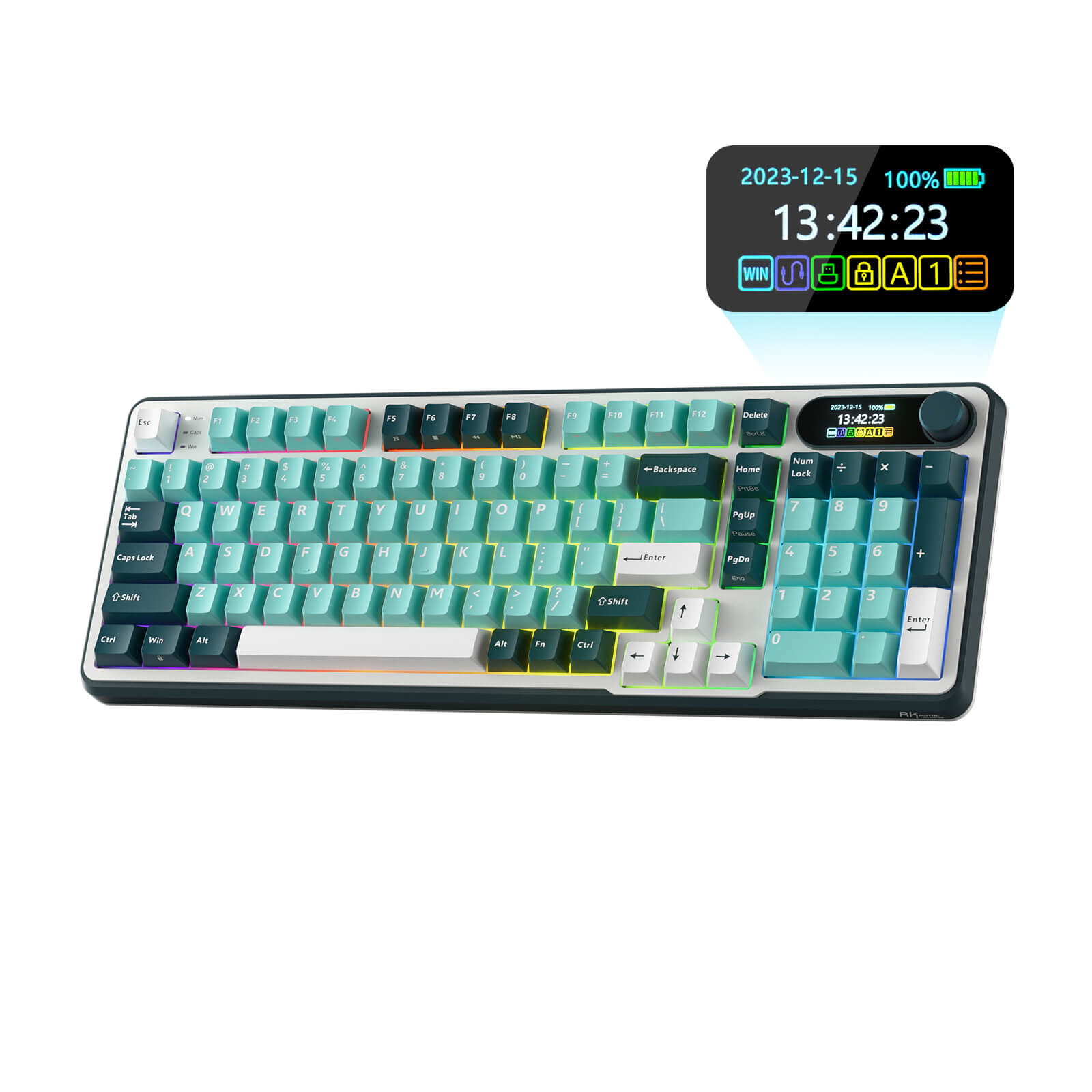 RK ROYAL KLUDGE S98 Wireless Hot-Swappable RGB Keyboard, Turquoise Green