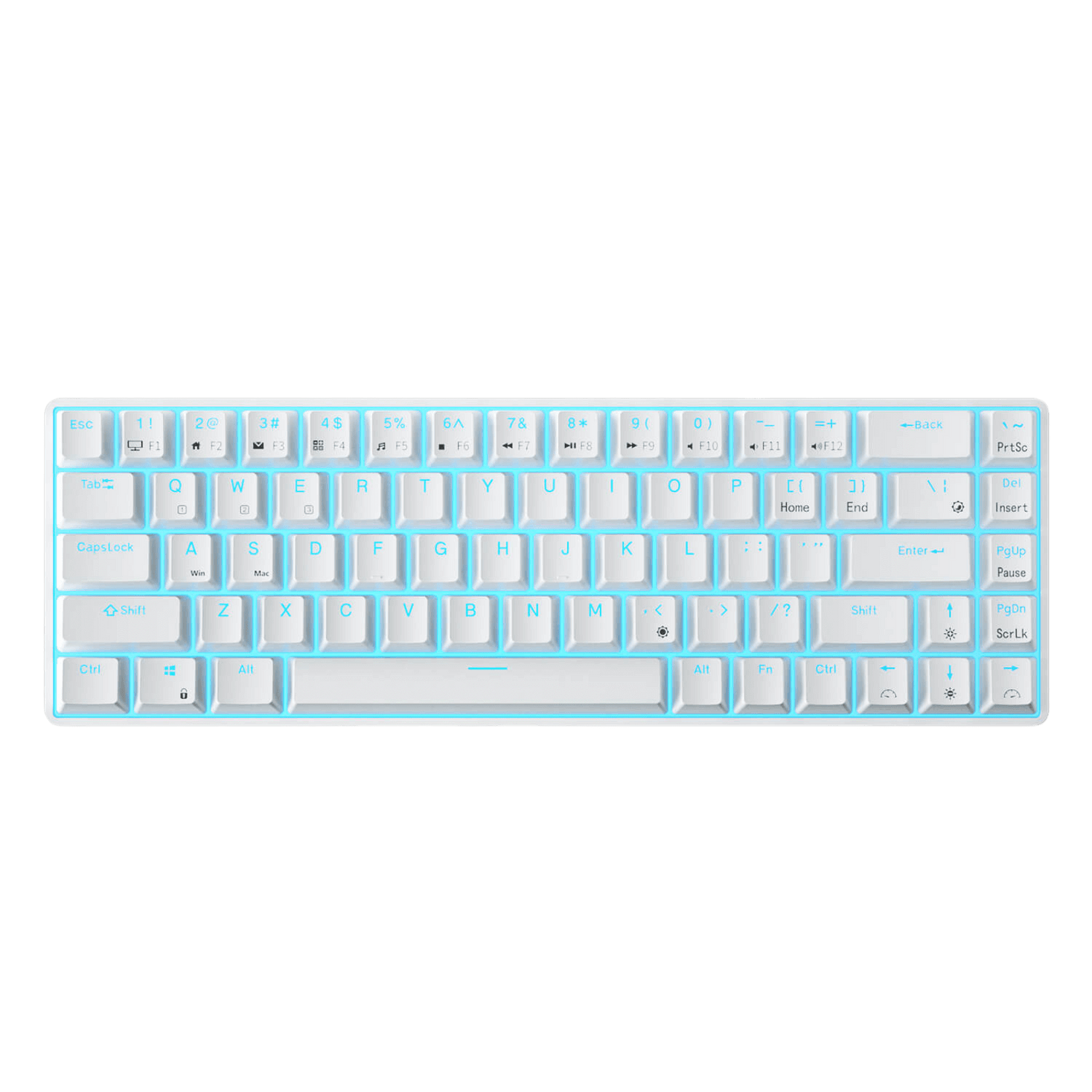 RK68 65% Wireless Mechanical Keyboard with compact 68-key layout, comparing size to standard full-size keyboards