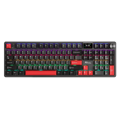 RK ROYAL KLUDGE S104 Wireless Mechanical Keyboard w/ Screen & Knob, Tri-Mode 101Keys Full Size Top Mount RGB Gaming Keyboard  BT/2.4G/USB-C, 8000mAh Battery, Web Driver, Hot Swap Custom Linear Switch