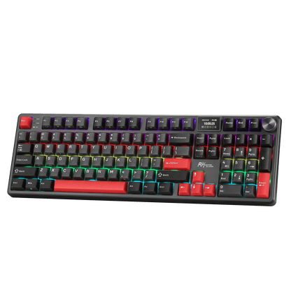RK ROYAL KLUDGE S104 Wireless Mechanical Keyboard w/ Screen & Knob, Tri-Mode 101Keys Full Size Top Mount RGB Gaming Keyboard  BT/2.4G/USB-C, 8000mAh Battery, Web Driver, Hot Swap Custom Linear Switch