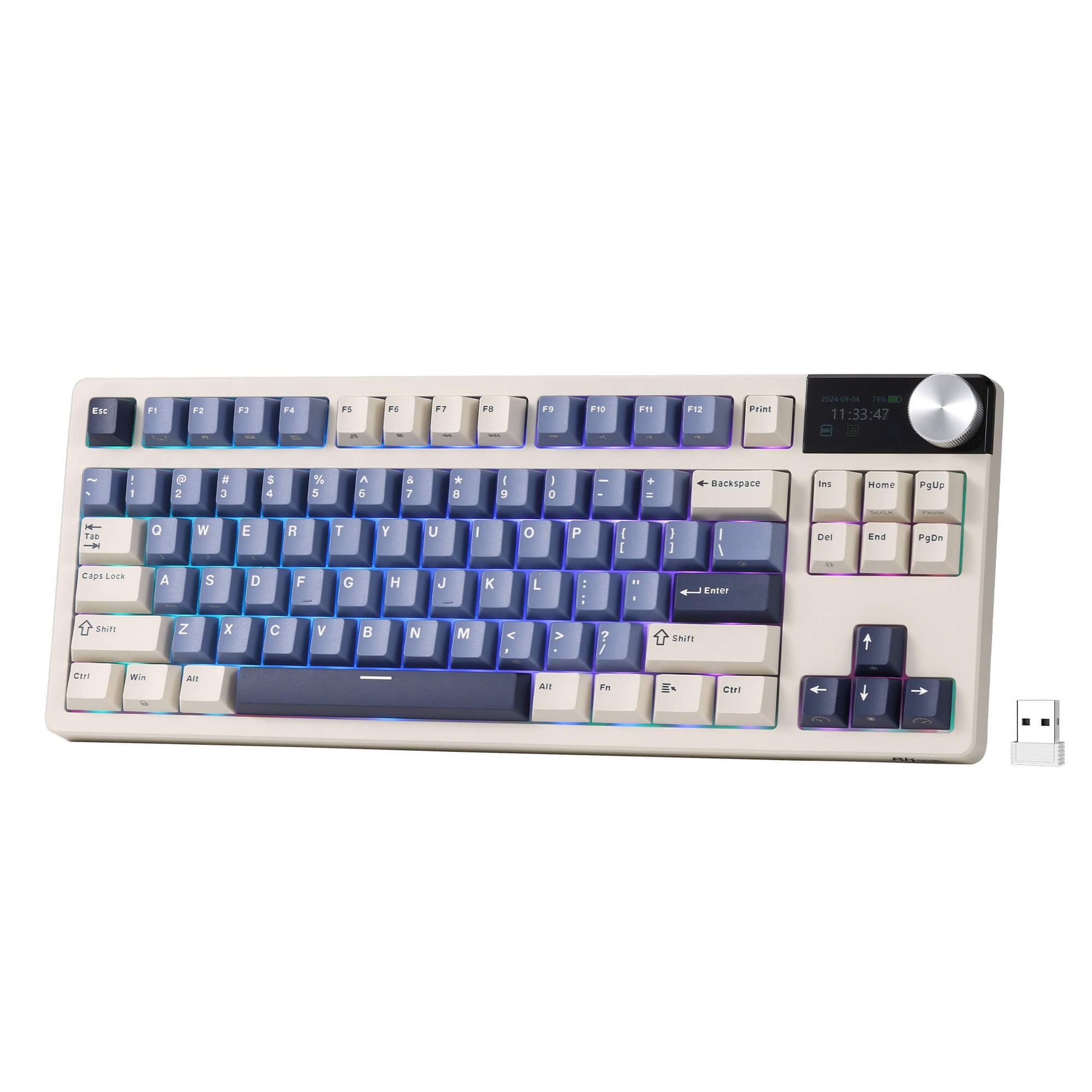 RK ROYAL KLUDGE S85 85-Key TKL Wireless Gaming Keyboard – Gasket-Mounted Design, Hot-Swappable Linear Cloud Switches, Cherry-Profile PBT Keycaps, 7200mAh Battery, OLED Display, Rotary Knob, Triple-Mode Connectivity (2.4GHz, Bluetooth, USB-C)