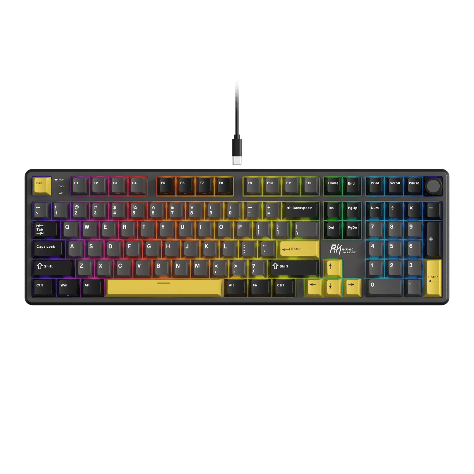 RK X104 Full Size Wired Mechanical Keyboard with Number Pad and Volume Knob