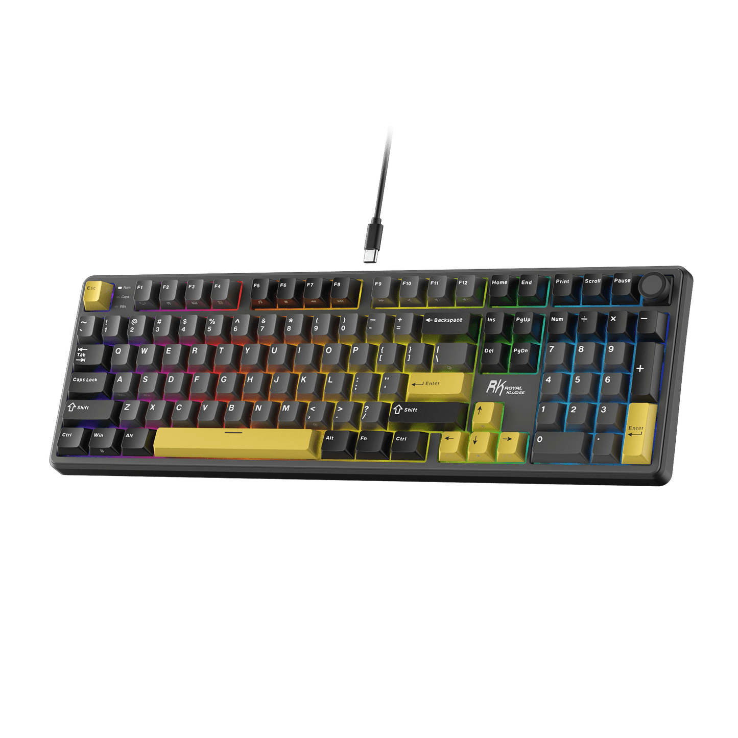 RK ROYAL KLUDGE X104 Full Size Mechanical Keyboard, Wired Creamy Gaming Keyboard with Number Pad and Knob,104 Keys Computer Keyboard Linear Switch,RGB Backlit,Online Software for Wins/Mac