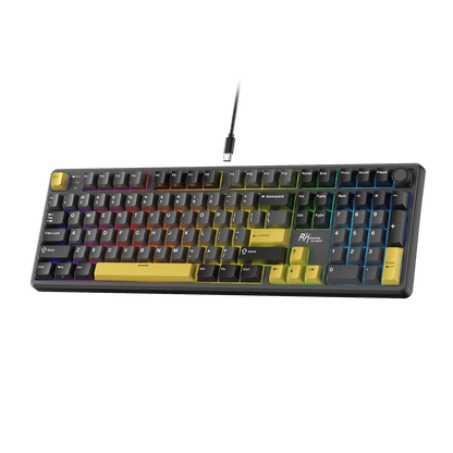RK ROYAL KLUDGE X104 Full Size Mechanical Keyboard, Wired Creamy Gaming Keyboard with Number Pad and Knob,104 Keys Computer Keyboard Linear Switch,RGB Backlit,Online Software for Wins/Mac