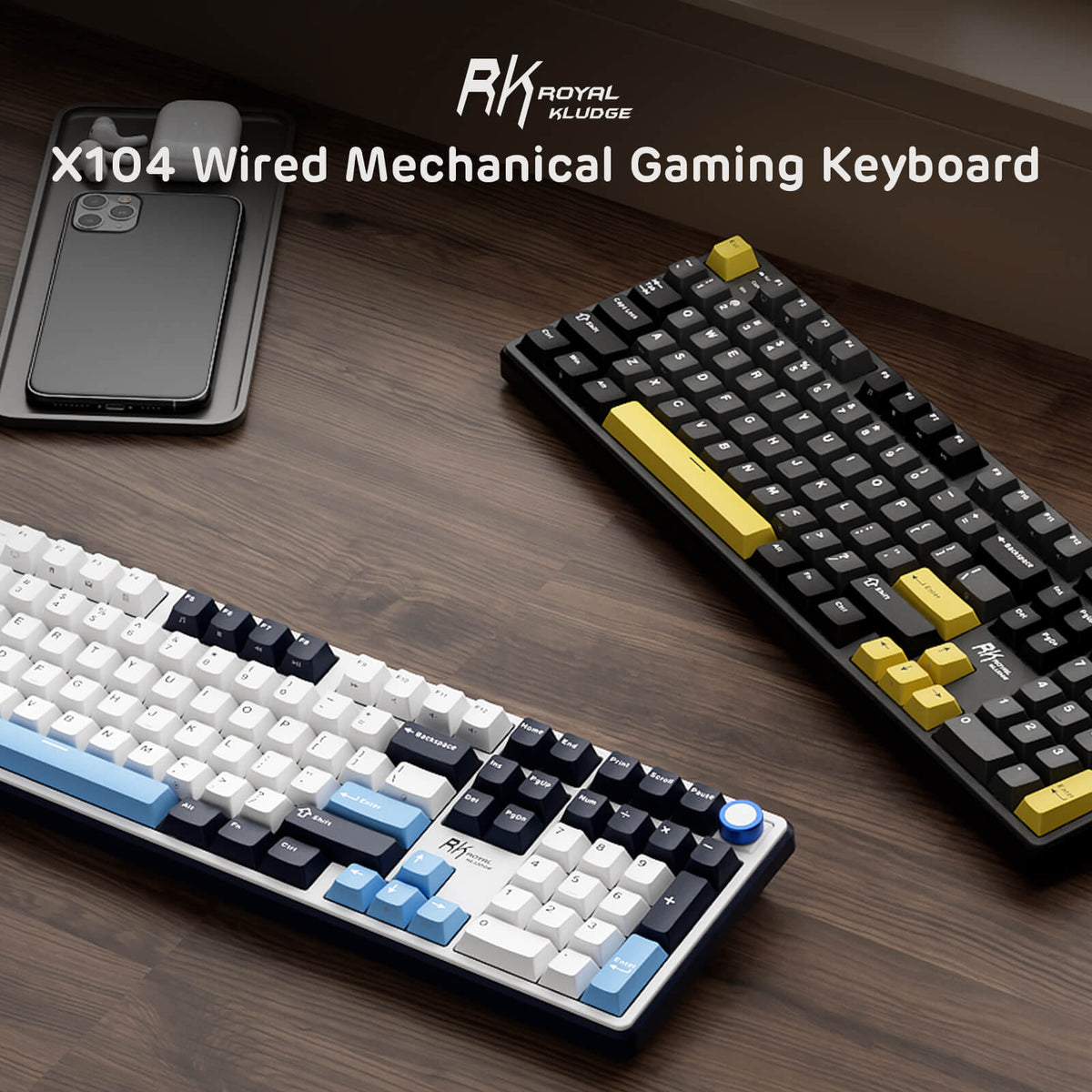 RK ROYAL KLUDGE X104 Full Size Creamy Mechanical Keyboard for Office ...