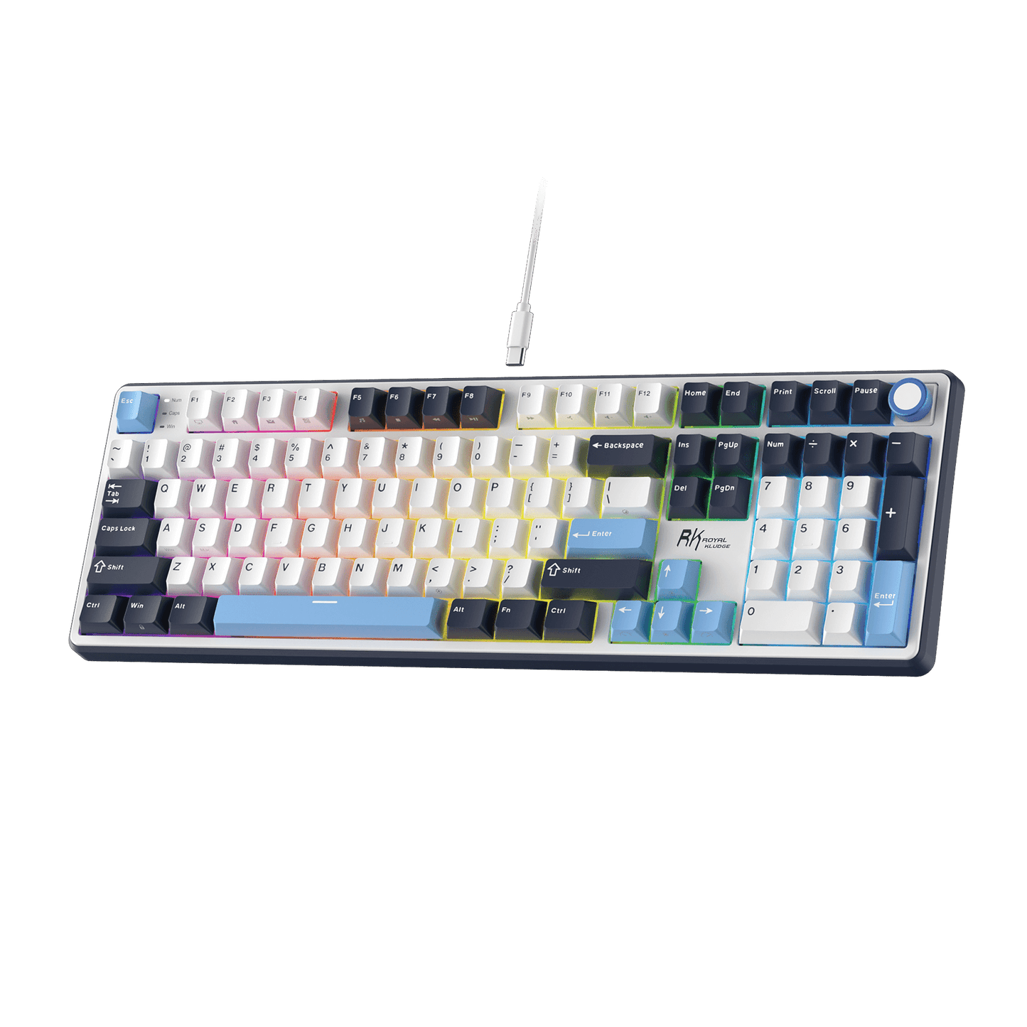 RK ROYAL KLUDGE X104 Full Size Mechanical Keyboard, Wired Creamy Gaming Keyboard with Number Pad and Knob,104 Keys Computer Keyboard Linear Switch,RGB Backlit,Online Software for Wins/Mac