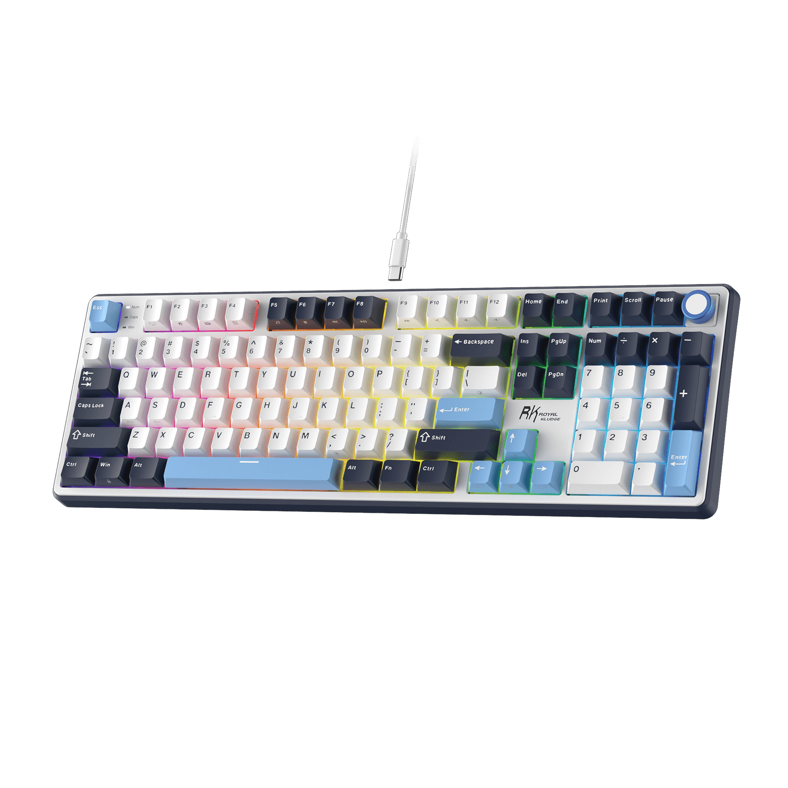 RK ROYAL KLUDGE X104 Full Size Mechanical Keyboard, Wired Creamy Gaming Keyboard with Number Pad and Knob,104 Keys Computer Keyboard Linear Switch,RGB Backlit,Online Software for Wins/Mac