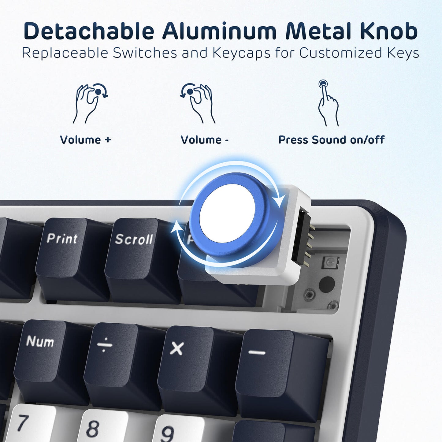 RK X104 Wired Mechanical Keyboard featuring a Detachable Aluminum Volume Knob