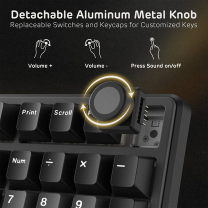 RK X104 Wired Mechanical Keyboard featuring a Detachable Aluminum Volume Knob