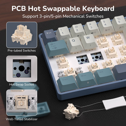 RK ROYAL KLUDGE RK68 65% RGB Wireless Mechanical Keyboard for Gaming, Work | 68 Keys Compact TKL Tri-Mode BT/2.4GHz/USB-C Gaming Keyboards for Mac/Win, Hot Swappable, Custom Switch, Software Support