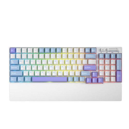 RK ROYAL KLUDGE RK96 RGB Limited Ed, 90% 96 Keys Wireless Triple Mode BT5.0/2.4G/USB-C Hot Swappable Mechanical Keyboard w/Wrist Rest, Software Support & Massive Battery in White