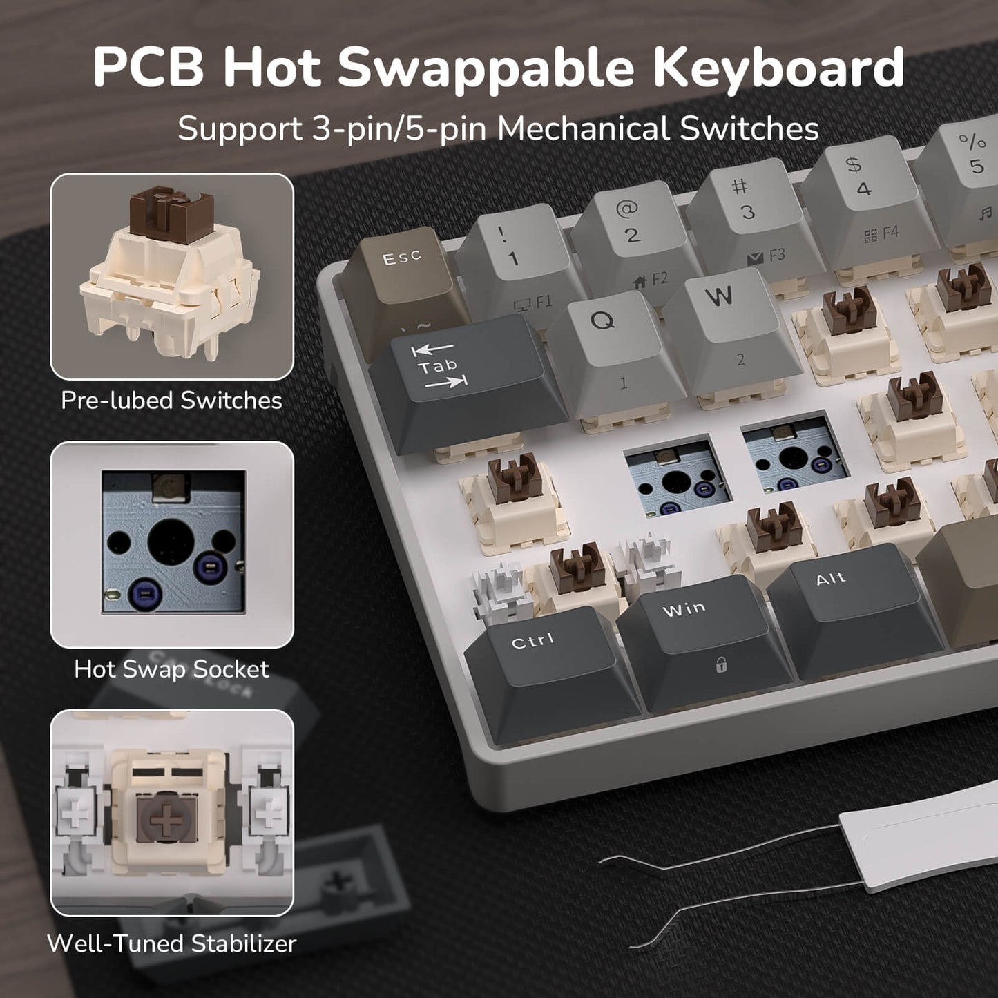 RK ROYAL KLUDGE RK68 65% RGB Wireless Mechanical Keyboard for Gaming, Work | 68 Keys Compact TKL Tri-Mode BT/2.4GHz/USB-C Gaming Keyboards for Mac/Win, Hot Swappable, Custom Switch, Software Support