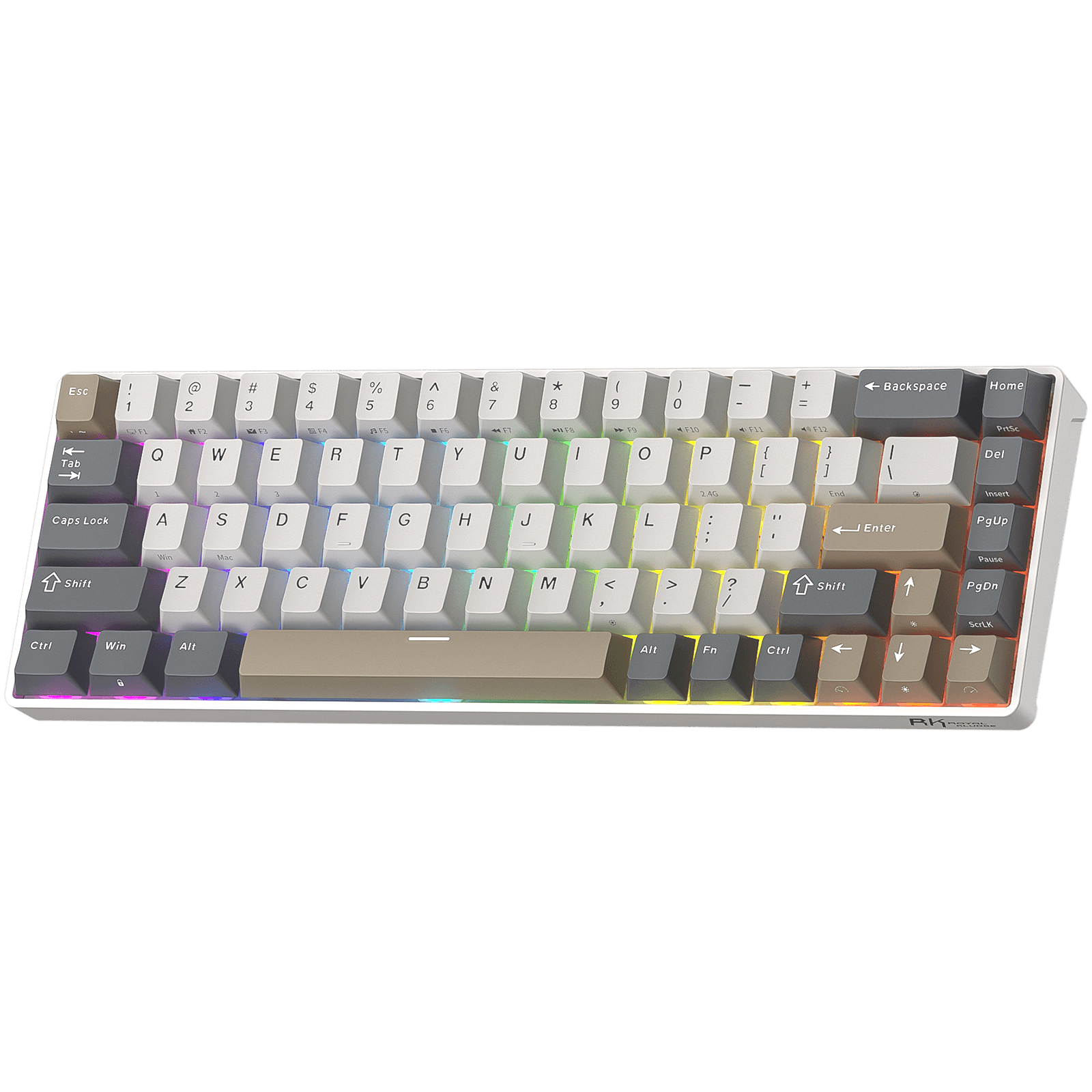 RK ROYAL KLUDGE RK68 65% RGB Wireless Mechanical Keyboard for Gaming, Work | 68 Keys Compact TKL Tri-Mode BT/2.4GHz/USB-C Gaming Keyboards for Mac/Win, Hot Swappable, Custom Switch, Software Support