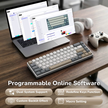 RK ROYAL KLUDGE RK68 65% RGB Wireless Mechanical Keyboard for Gaming, Work | 68 Keys Compact TKL Tri-Mode BT/2.4GHz/USB-C Gaming Keyboards for Mac/Win, Hot Swappable, Custom Switch, Software Support