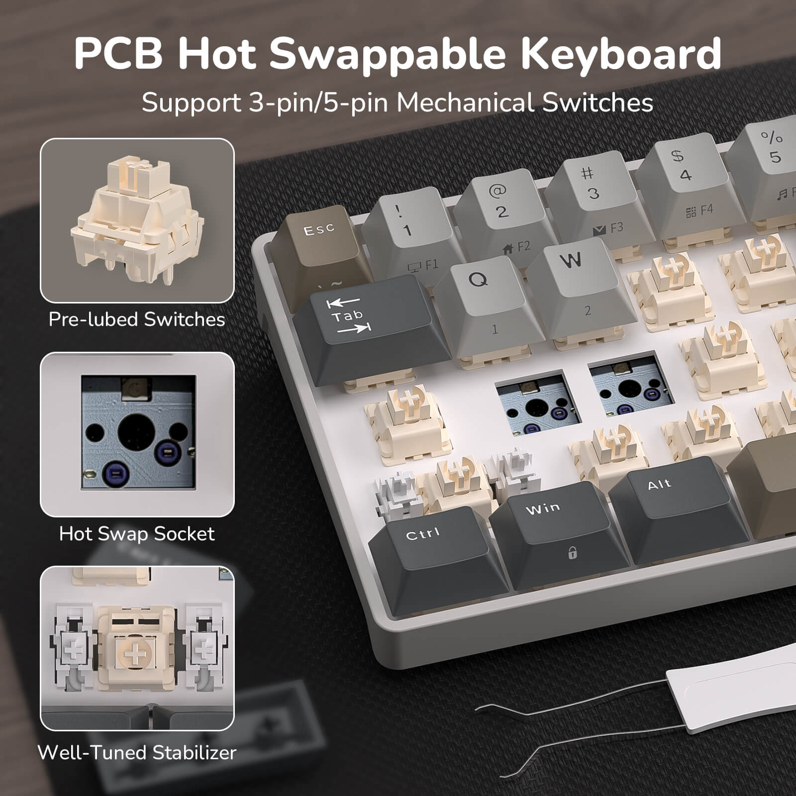 RK ROYAL KLUDGE RK68 65% RGB Wireless Mechanical Keyboard for Gaming, Work | 68 Keys Compact TKL Tri-Mode BT/2.4GHz/USB-C Gaming Keyboards for Mac/Win, Hot Swappable, Custom Switch, Software Support
