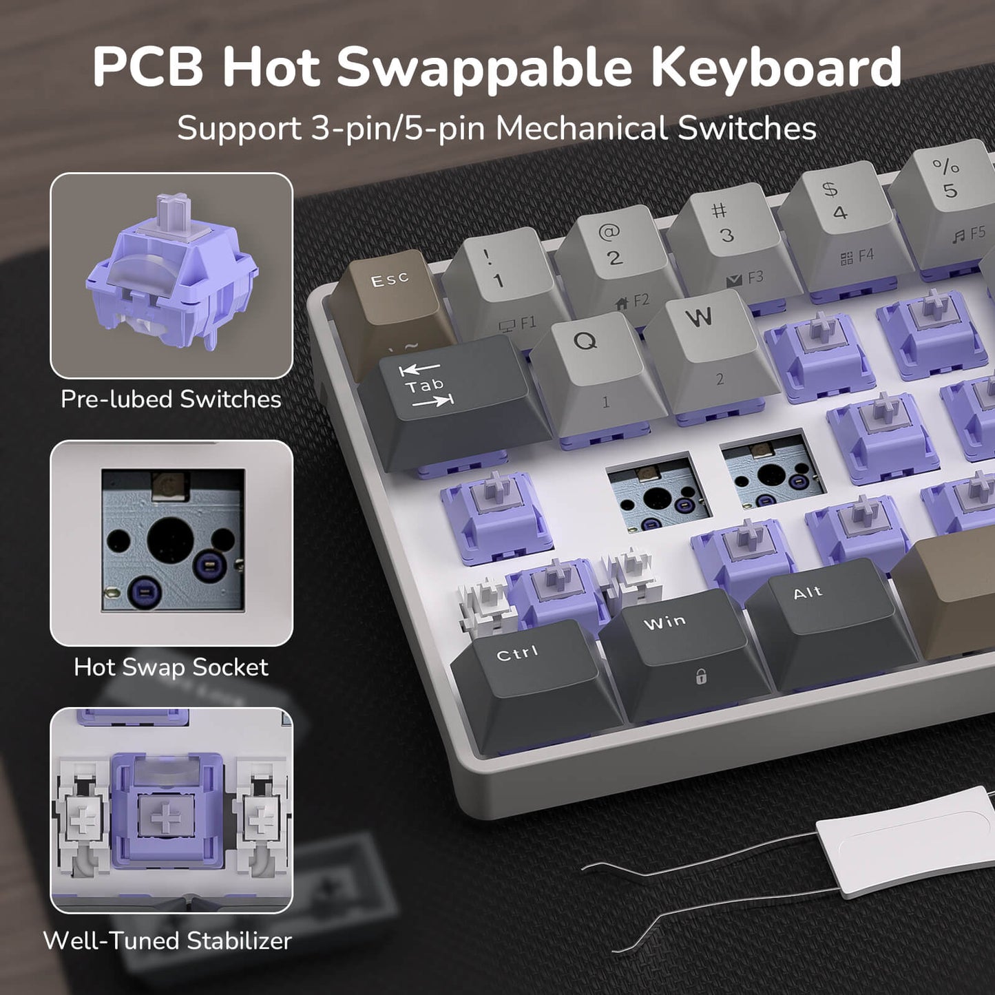 RK ROYAL KLUDGE RK68 65% RGB Wireless Mechanical Keyboard for Gaming, Work | 68 Keys Compact TKL Tri-Mode BT/2.4GHz/USB-C Gaming Keyboards for Mac/Win, Hot Swappable, Custom Switch, Software Support