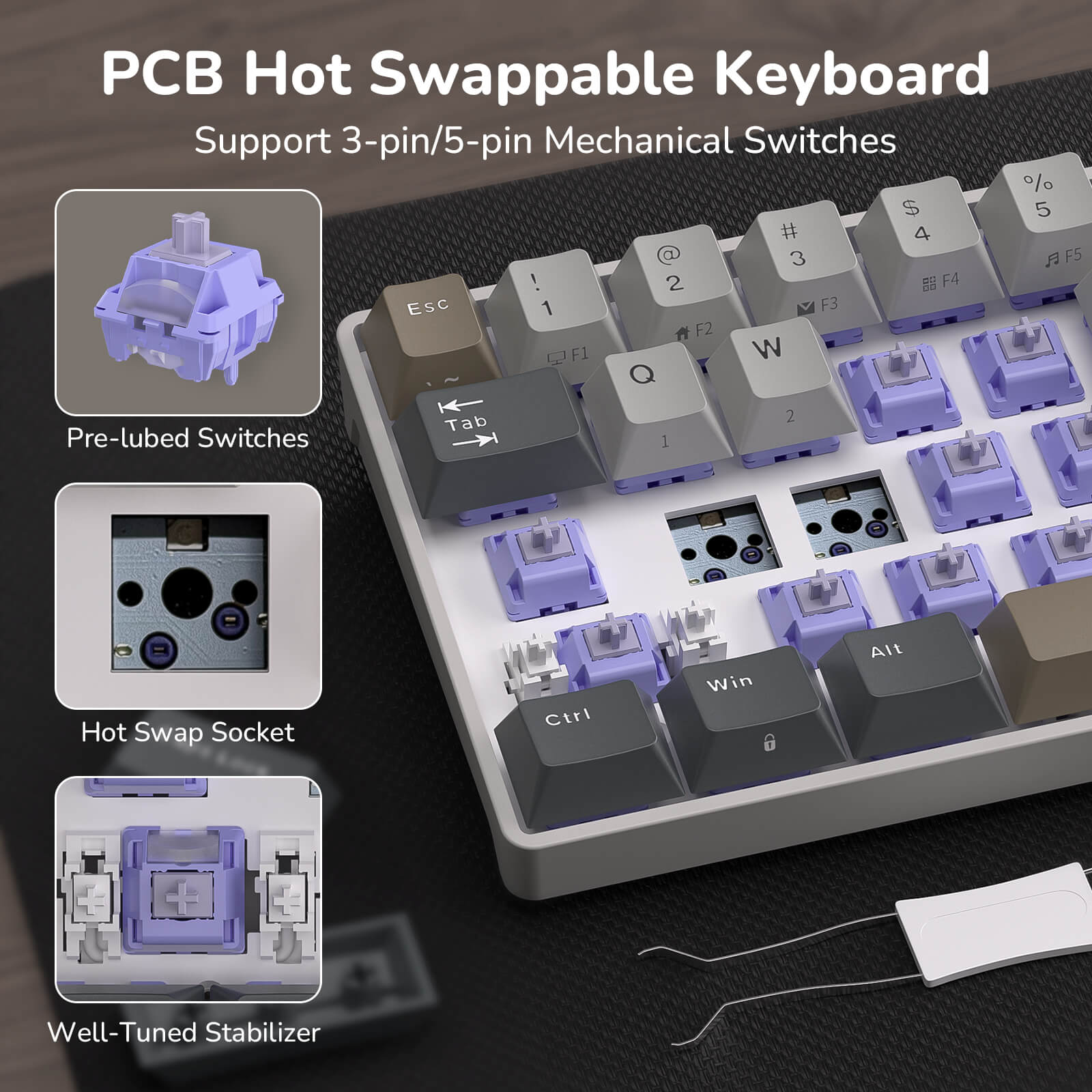 RK ROYAL KLUDGE RK68 65% RGB Wireless Mechanical Keyboard for Gaming, Work | 68 Keys Compact TKL Tri-Mode BT/2.4GHz/USB-C Gaming Keyboards for Mac/Win, Hot Swappable, Custom Switch, Software Support