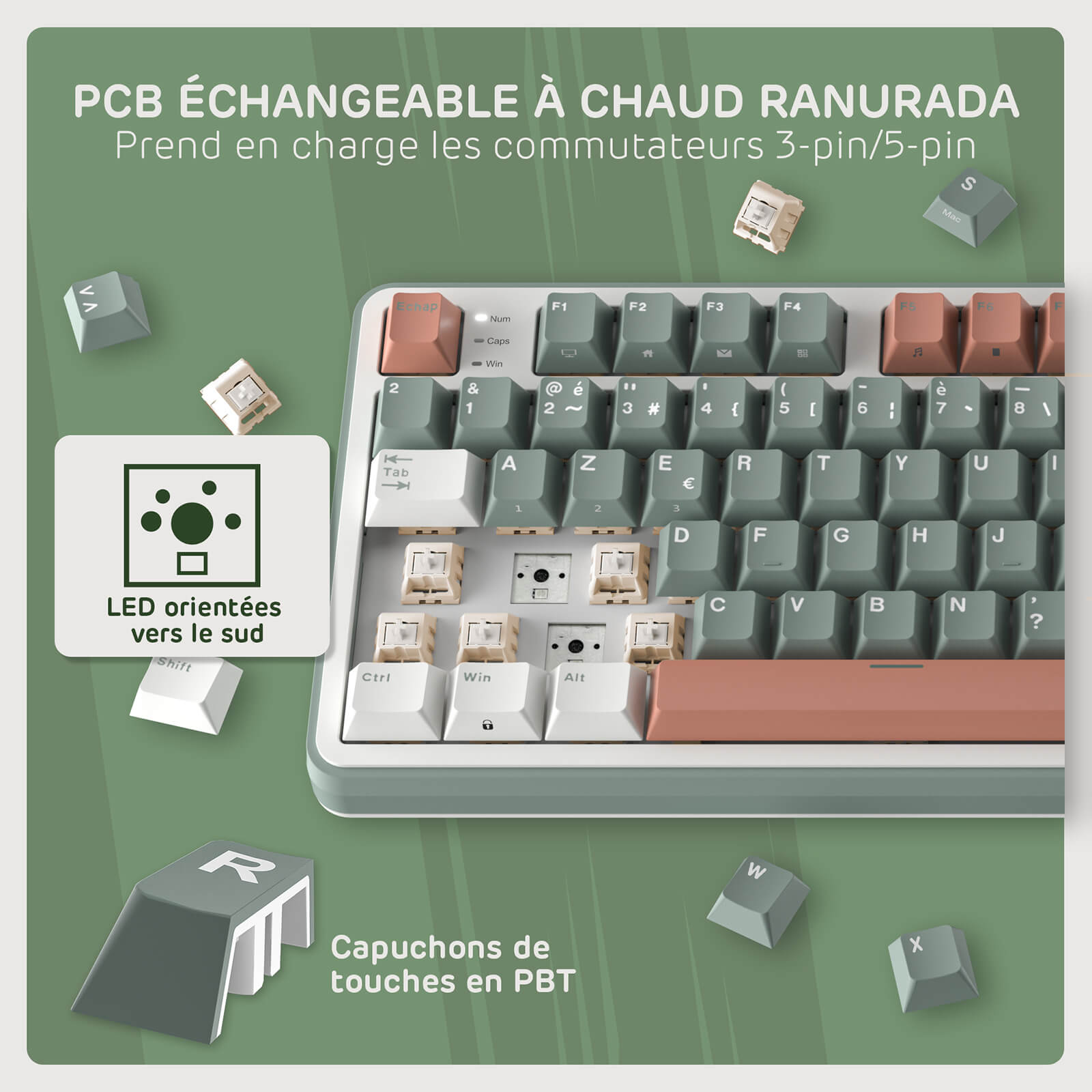 RK ROYAL KLUDGE S98-FR Clavier Mécanique Sans Fil 96% AZERTY – RK