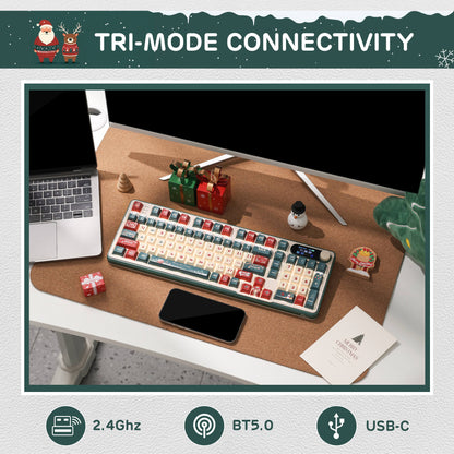 S98 96% Wireless Mechanical Keyboard – 2025 Christmas Limited Edition, perfect gaming keyboard for festive desktop setups and holiday gifts.