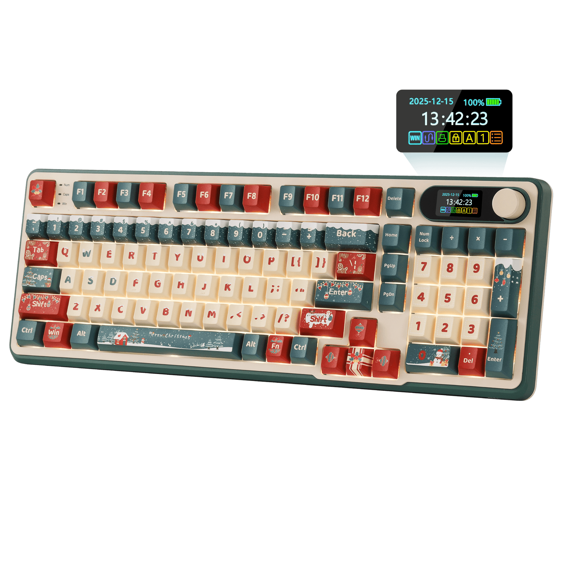 S98 96% Wireless Mechanical Keyboard – 2025 Christmas Limited Edition, perfect gaming keyboard for festive desktop setups and holiday gifts.