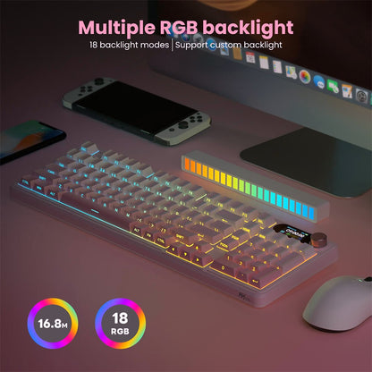 RK S98 Pink Edition mechanical keyboard with RGB backlighting