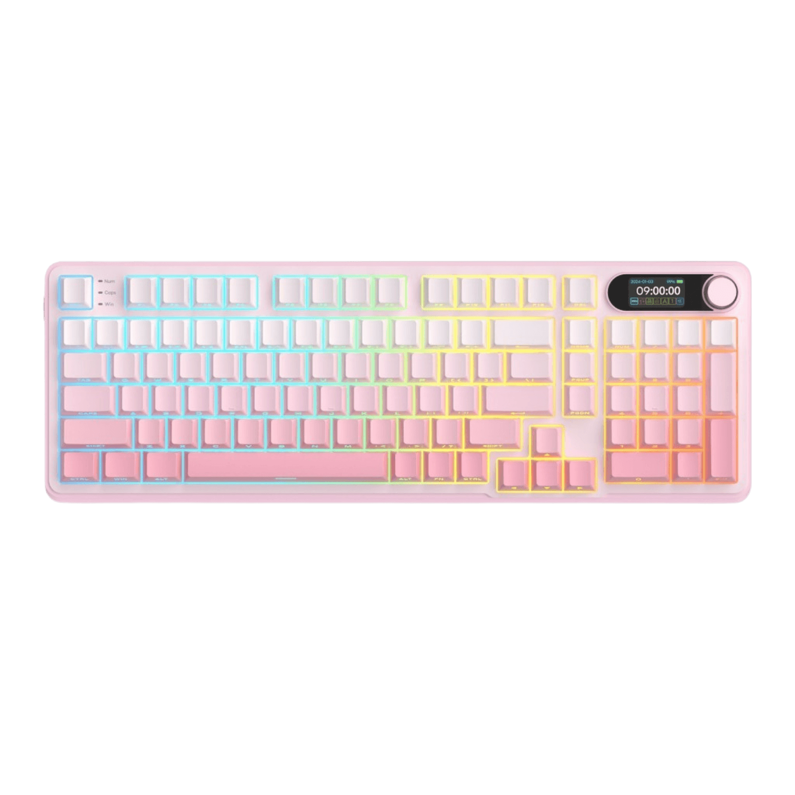 RK Royal Kludge S98 Pink Edition mechanical keyboard with pink gradient side-printed PBT keycaps