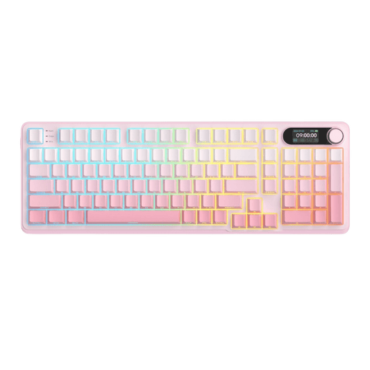 RK Royal Kludge S98 Pink Edition mechanical keyboard with pink gradient side-printed PBT keycaps