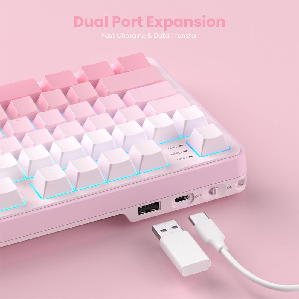 RK S98 Pink Edition mechanical keyboard with dual-port expansion