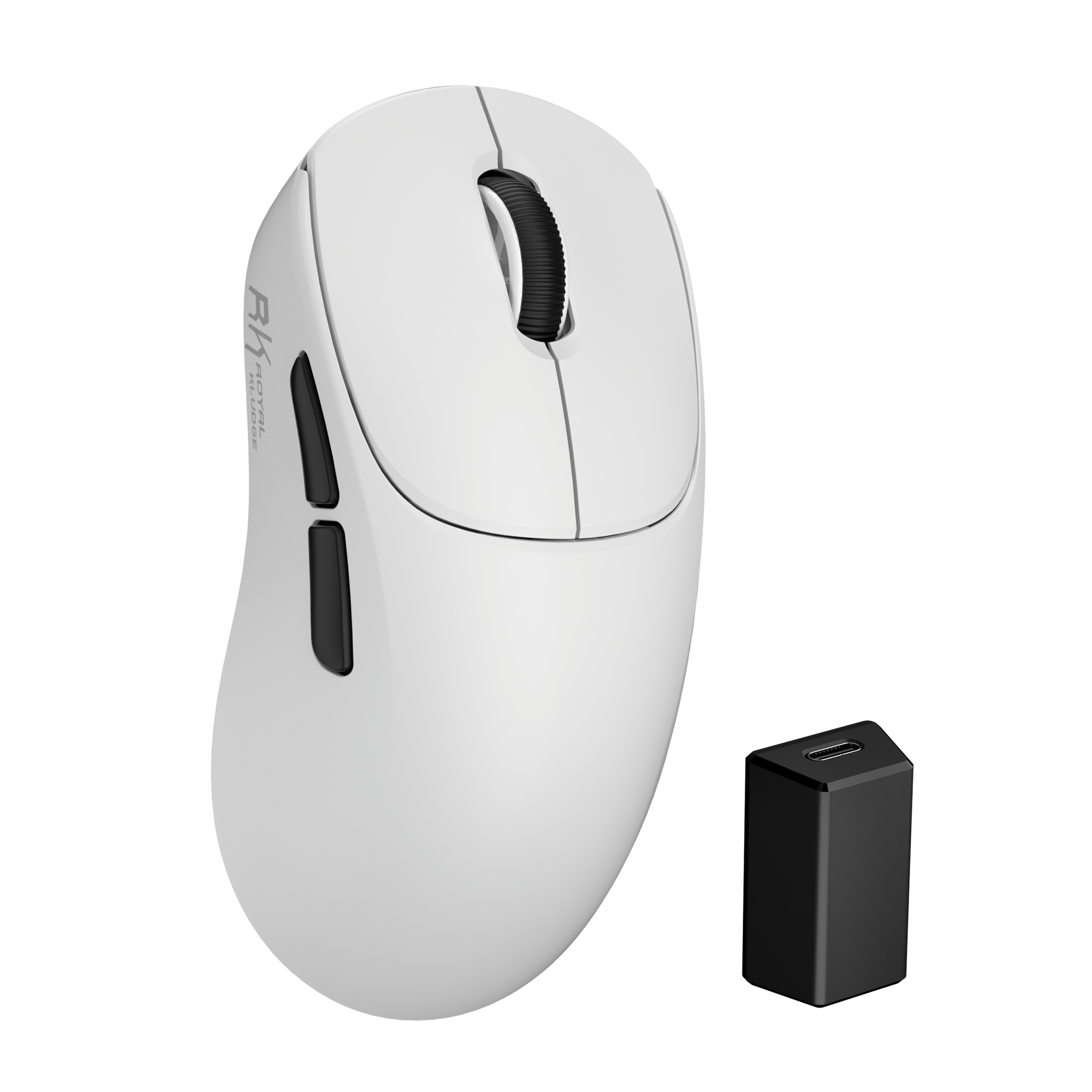 RK ROYAL KLUDGE MG5 wireless gaming mouse in white, front view on white background