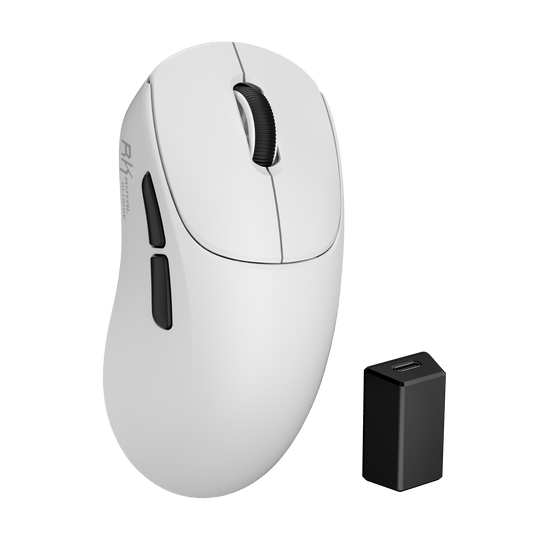 RK ROYAL KLUDGE MG5 wireless gaming mouse in white, front view on white background
