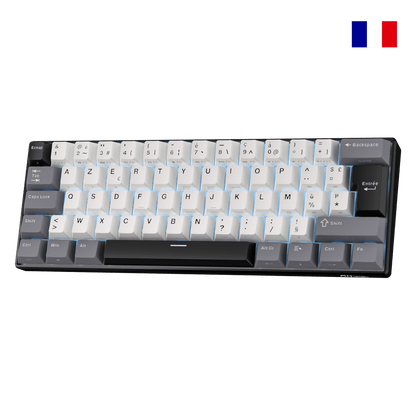 Clavier mécanique compact RK61 avec disposition française FR-ISO AZERTY
Clavier mécanique hot-swappable RK61, disposition ISO française
