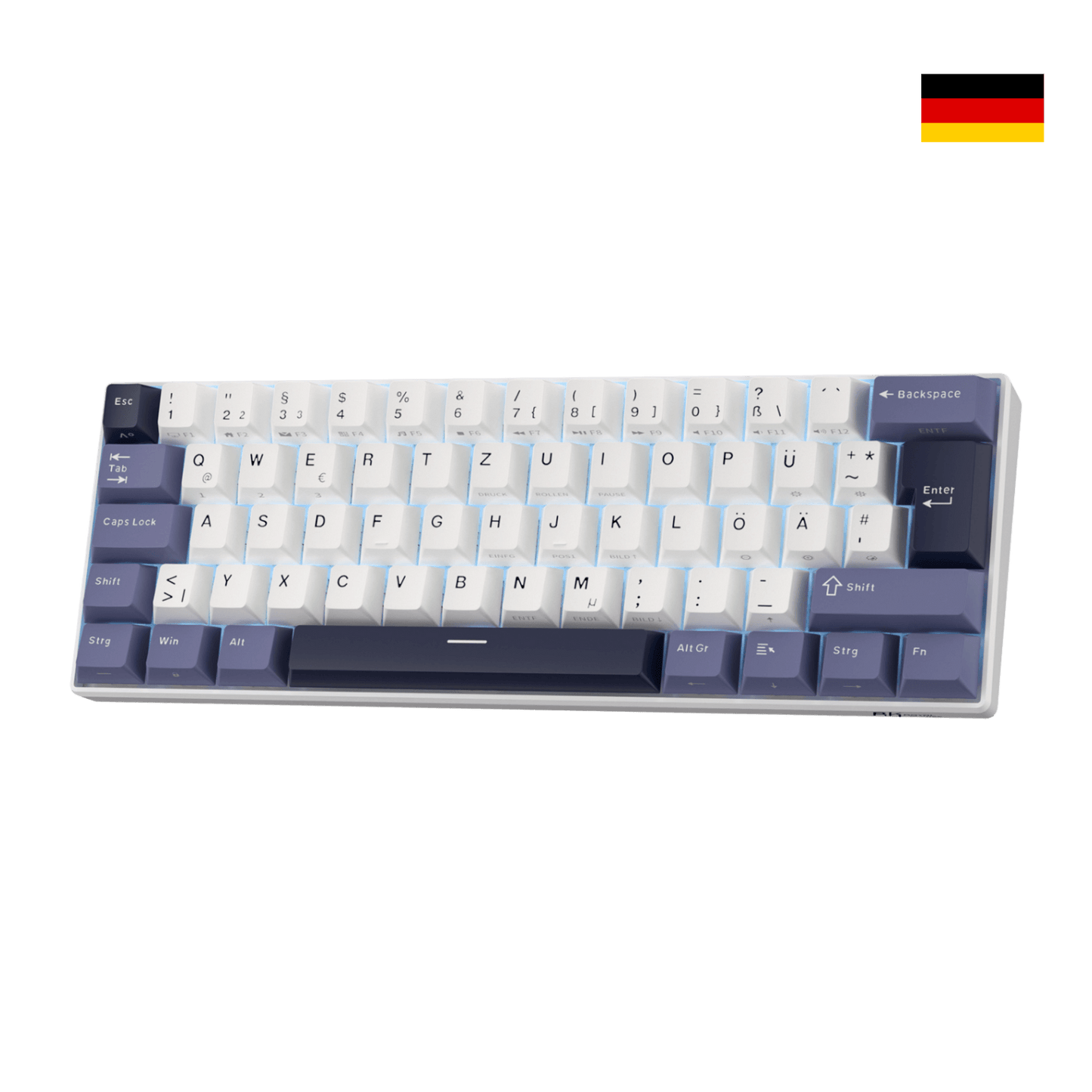 RK61 mechanische Tastatur mit deutschem DE-ISO QWERTZ-Layout, hot-swappable
RK61 kompakte mechanische Tastatur, deutsches ISO-Layout