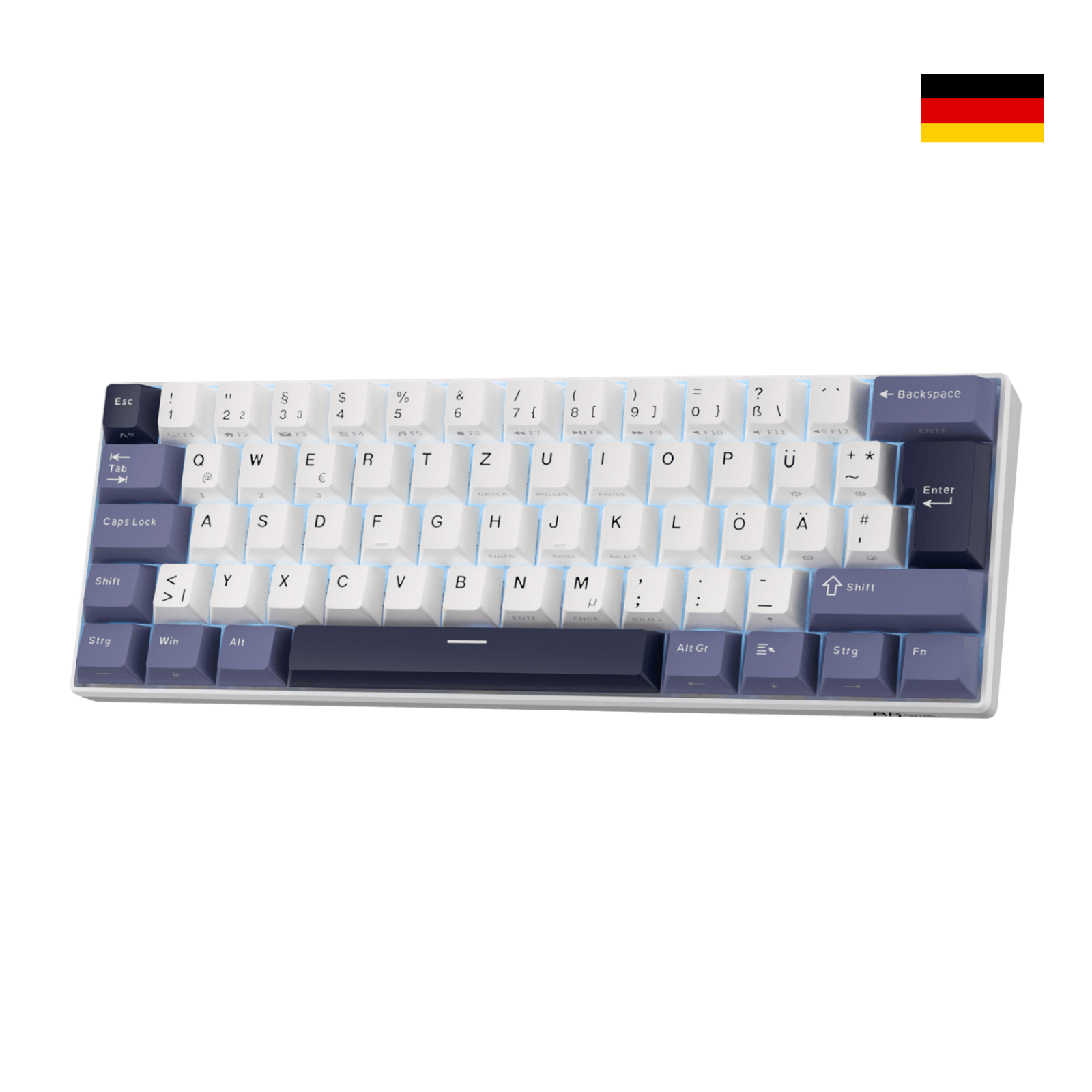 RK61 mechanische Tastatur mit deutschem DE-ISO QWERTZ-Layout, hot-swappable
RK61 kompakte mechanische Tastatur, deutsches ISO-Layout