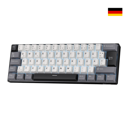 RK61 mechanische Tastatur mit deutschem DE-ISO QWERTZ-Layout, hot-swappable
RK61 kompakte mechanische Tastatur, deutsches ISO-Layout
