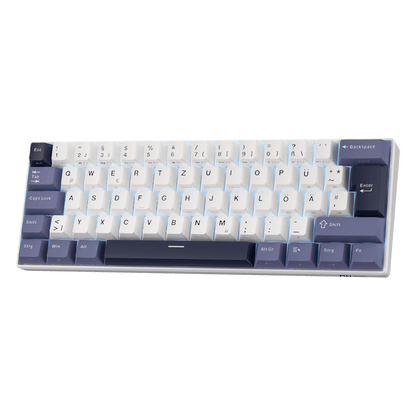 RK61 Gaming-Tastatur mit Hot-Swap-Schaltern, RGB-Beleuchtung und kabellosem Design.