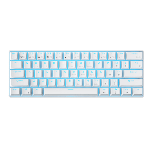 Royal Kludge RK61 60% Mechanical Keyboard - White Color with Blue Single Color Backlighting