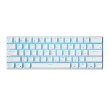 Royal Kludge RK61 60% Mechanical Keyboard - White Color with Blue Single Color Backlighting 