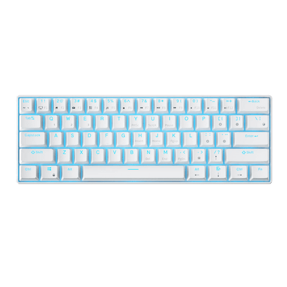 Royal Kludge RK61 60% Mechanical Keyboard - White Color with Blue Single Color Backlighting 