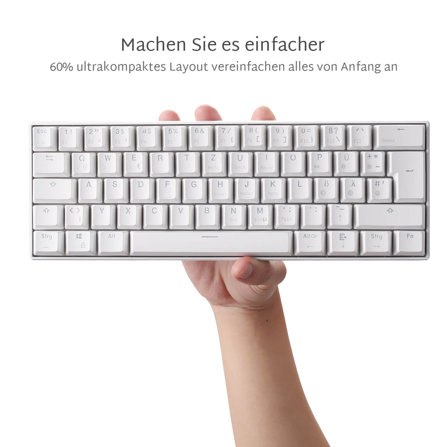 RK ROYAL KLUDGE RK61-DE QWERTZ Kabelgebundene / Bluetooth 60% Mechanische Tastatur