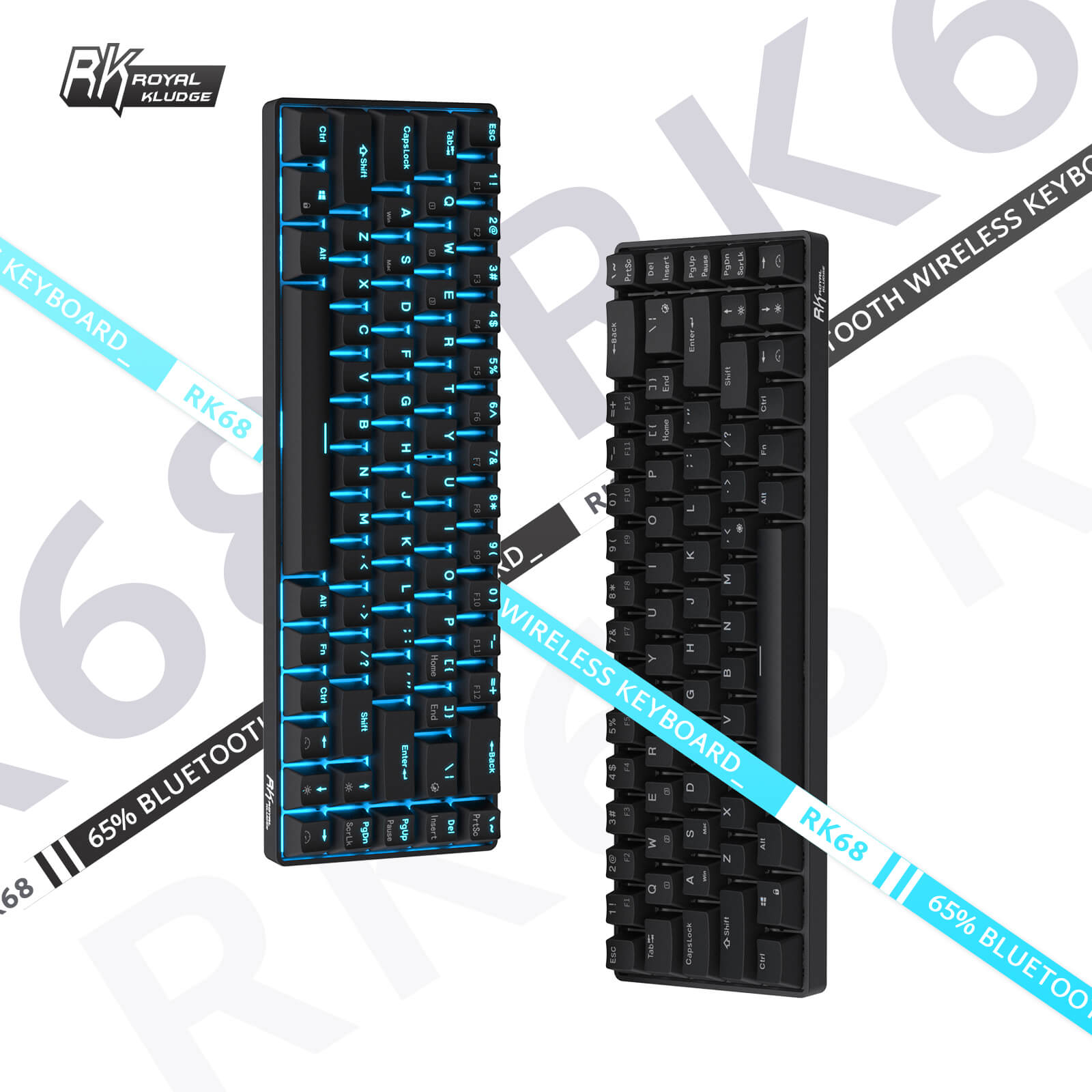 RK Royal Kludge RK68 65 Percent Wireless Hot-Swap Mechanical Keyboard ...