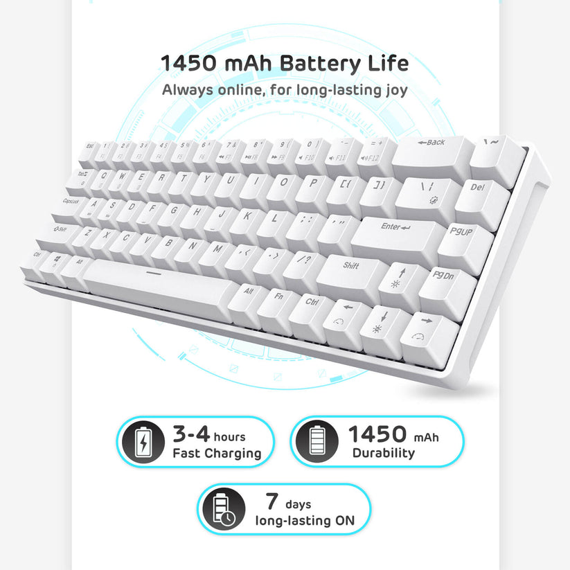 RK Royal Kludge RK68 65 Percent Wireless Hot-Swap Mechanical Keyboard